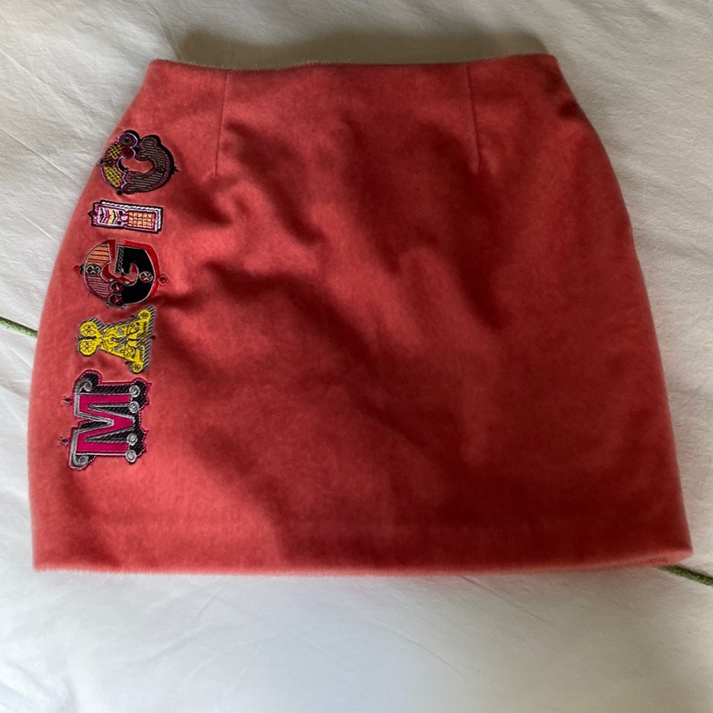 Pink silk mohair texture skirt